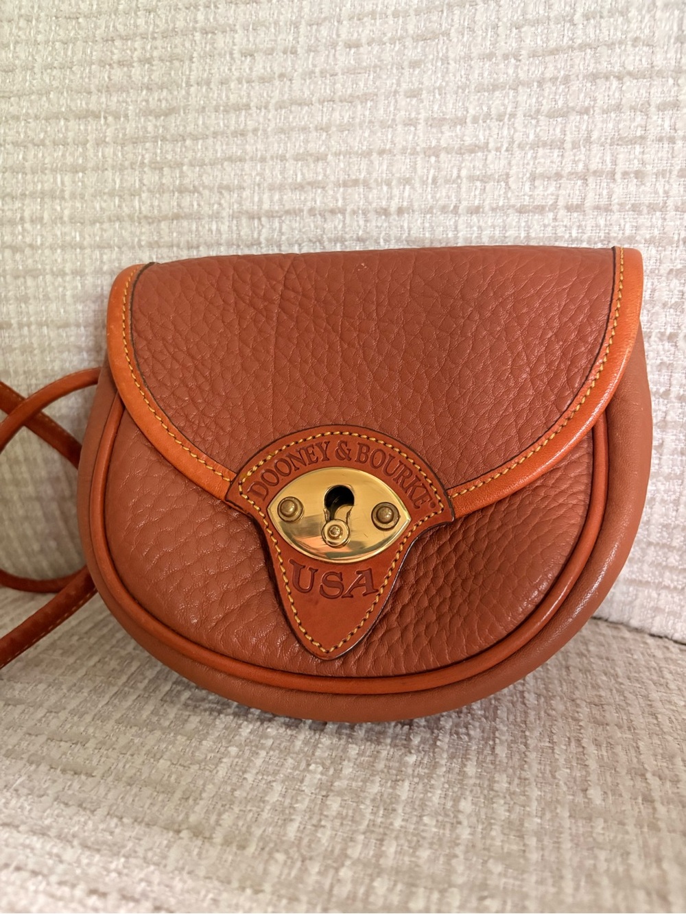 Dooney & Bourke Calvary Small Leather Crossbody Bag in Saddle Brown